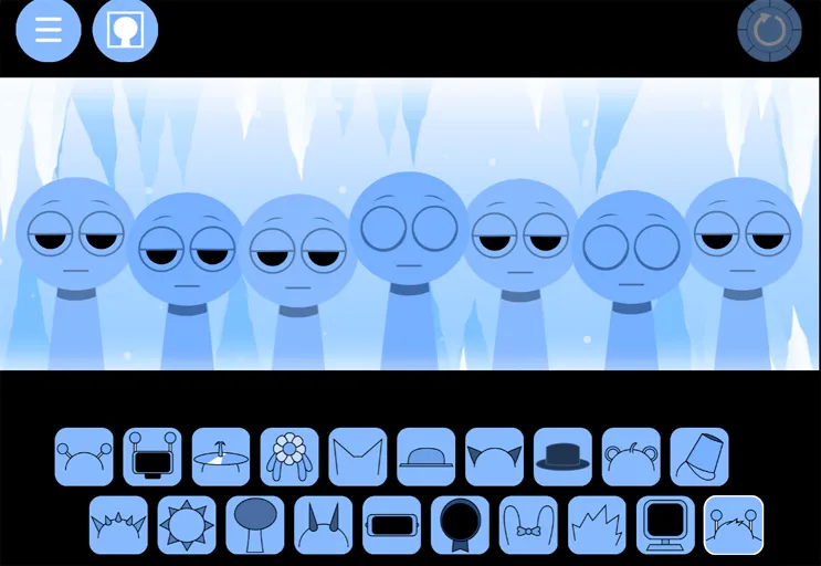 Drag an ice-costumed character onto the stage in Sprunki Cool As Ice