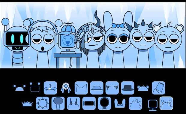 Layer characters and find surprise animations in Sprunki Cool As Ice