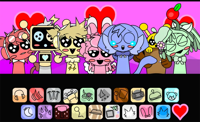 Colorful Sprunki Cute Time characters performing on the pastel stage